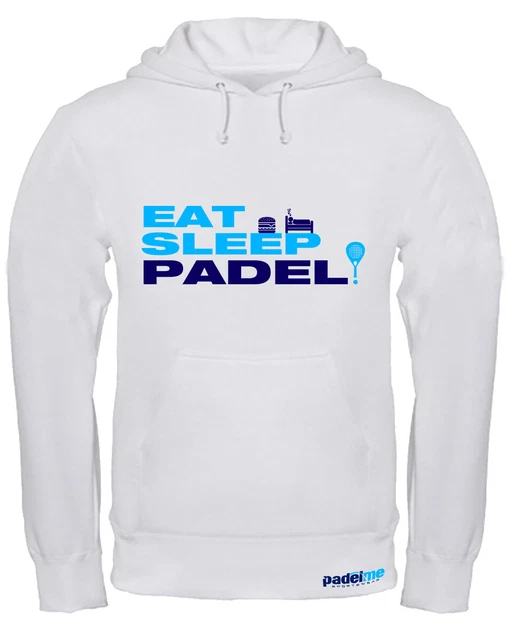 Felpa con cappuccio Padel Eat sleep Padel 03 bianca Personalizzabile con Nome