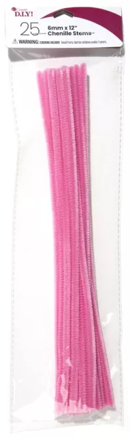 6 Pack CousinDIY Chenille Stems 6mmx12" 25/Pkg-Pink CHNSTM6M-00475