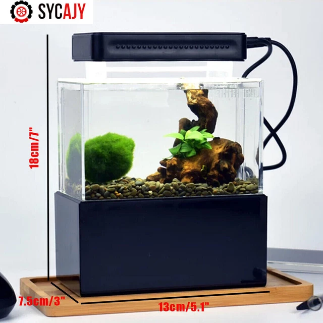Betta Small LED Lamp Desktop Mini Fish Tank Aquarium Water Filtration Air Pump 3