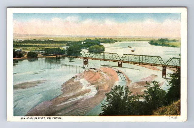 CA-California, Aerial San Joaquin River, Antique, Vintage Postcard