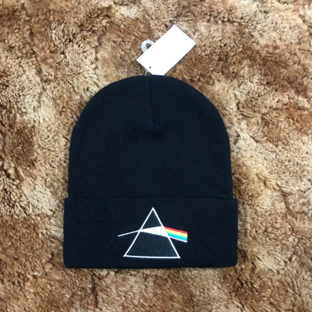 NEW Pink Floyd Black Beanie Knit Cap Hat Dark Side Of The Moon Classic Rock