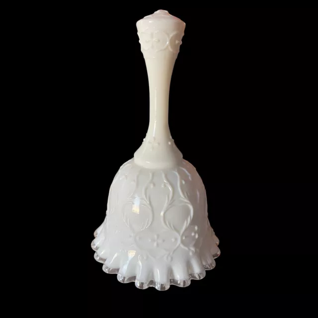 Vintage MCM FENTON Art Glass SILVERCREST SPANISH LACE Milk Glass BELL EUC