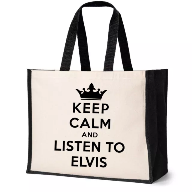 Keep Calm & Listen To Elvis Tote Bag Music Lovers Birthday Ladies Canvas Shopper