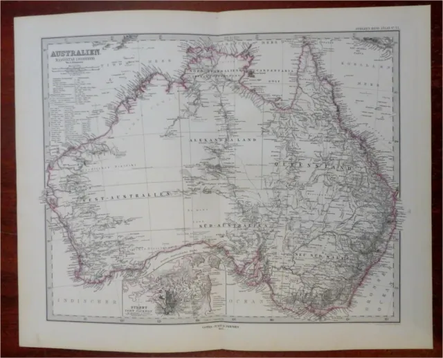 Australia Queensland New South Wales Sydney Port Jackson 1880 Petermann map