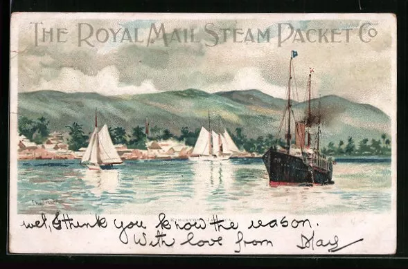 Künstler-Lithographie Charles Dixon: Kingston, Jamaica, The Royal Mail Steam Pa