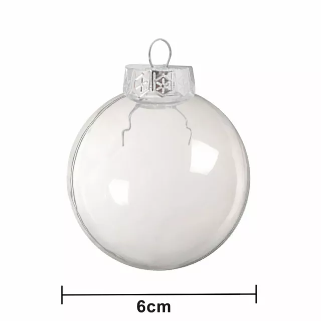 Christmas Ball Fillable Plastic Baubles Clear Xmas Tree Decor Ornament Craft QC