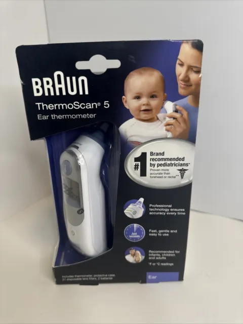 Braun Thermoscan 5 Ear Thermometer IRT6500 with 21 Disposable Lens Filters NEW