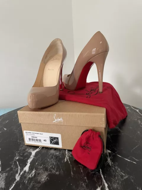 christian louboutin 40 Rolando 120 patent leather nude heels