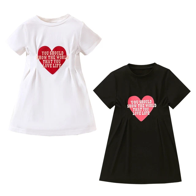 Kids Toddler Infant Baby Girls Summer Dress Short Sleeve Letter Print Princess