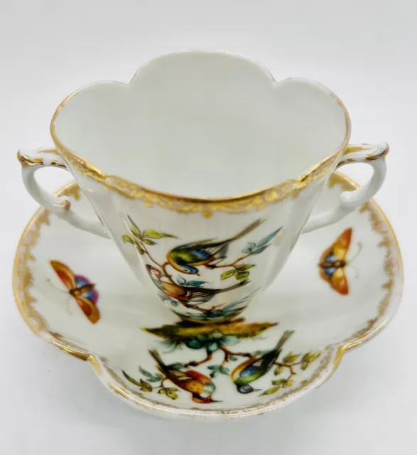 Dresden Helena Wolfsohn Augustus Rex Quatrefoil Cup & Saucer Birds & Insects 2