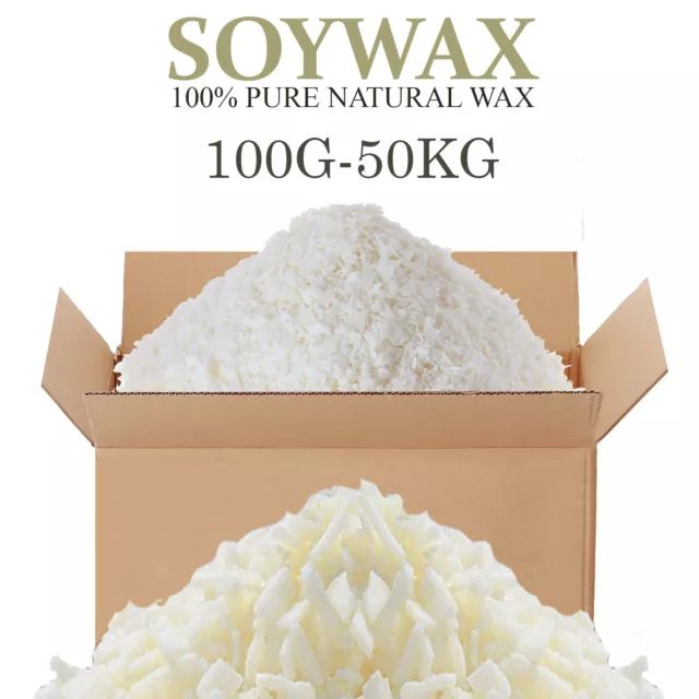 Soy Wax 100% Pure Candle Making Wax Natural Flakes Clean Burning White 100G-50KG