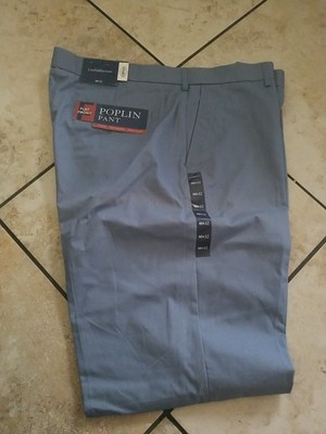 Croft Barrow Poplin Pant Flat Fron Classic Fit Mens Blue 410Infinity Size 40X32