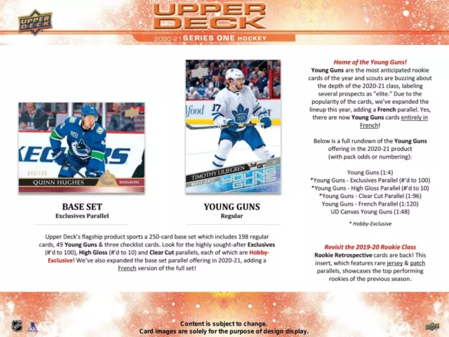 2020-21 Upper Deck Series 1 NHL Hockey Singles Pick Your Own Base/Rookie/Inserts