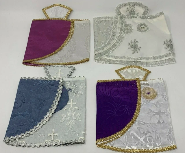 Vintage Bambino Di Praga 9 " Abito Con Pizzo Brocade Misto Colori 4 Pz. Lot