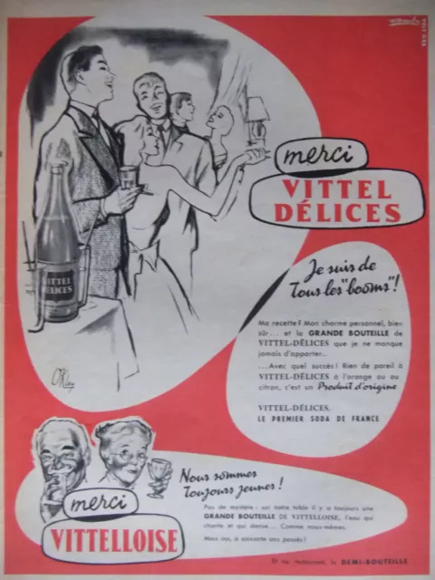 Publicité 1956 Soda Vittel Délices Et Vittelloise - P.raoul - Okley -Advertising