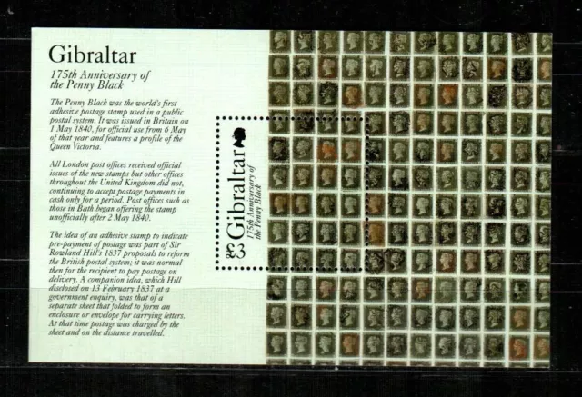 GIBRALTAR Scott's 1514 ( S/S ) Penny Black F/VF MNH ( 2015 )