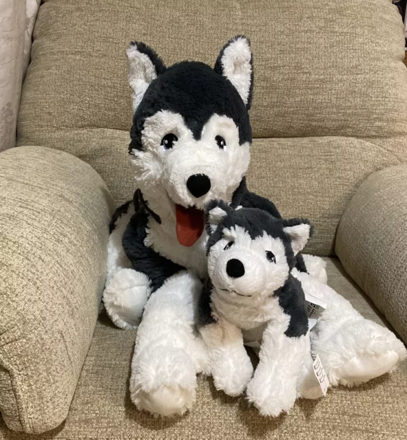 Ikea Livlig Large Husky Dog Wolf With Small Baby Plush Soft Toy Bundle