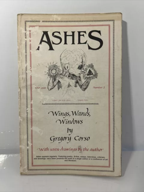 Gregory Corso Ashes Chapbook Signed ! Wings, Wands, Windows 1982 Beat Poetry