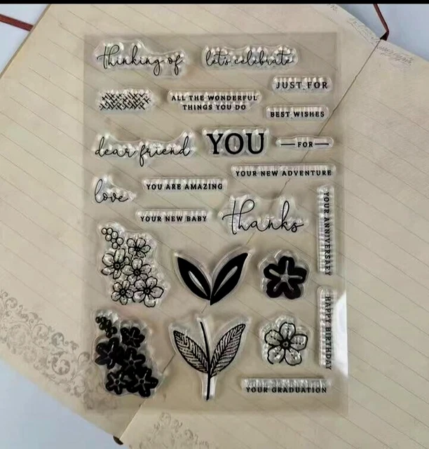 Sentiment Flowers New Silicon Transparent Stamp Seal Card Making UK stocked