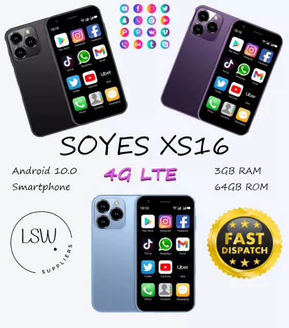 SOYES XS16 Mini Android10.0 Smartphone 4G LTE Network 3GB RAM 64GB ROM 3"Display