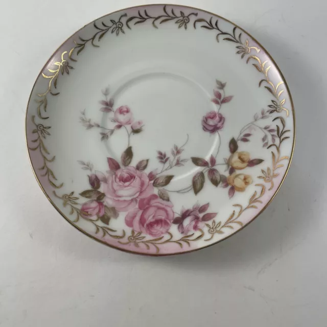 Vintage Lefton China Pink Roses Saucer