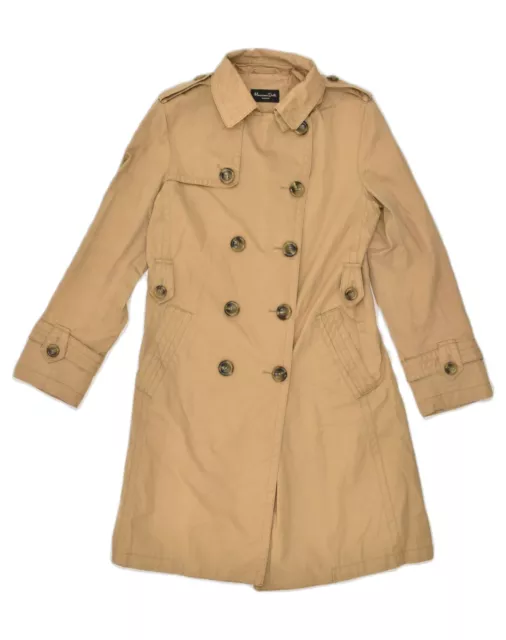 MASSIMO DUTTI Womens Double Breasted Trench Coat UK 10 Small Brown Cotton