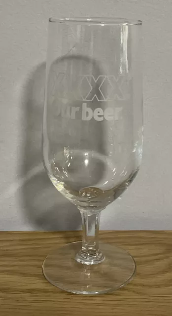 XXXX Fourex Our Beer Fancy Glass Man Cave Bar Collectable Alcohol 17cms Tall VGC