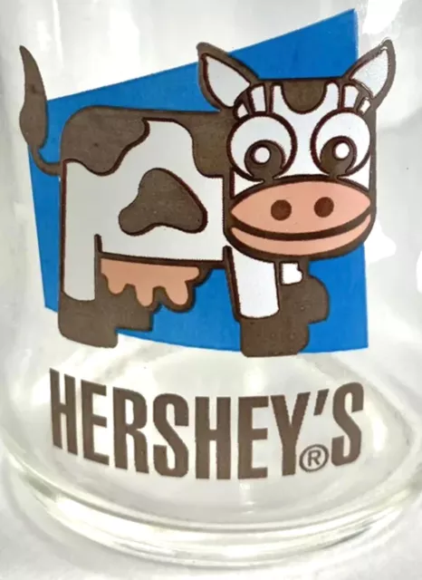 HERSHEYS CHOCOLATE GLASS Milk Bottle Cow Vase Drinking Glass Chocolate ...