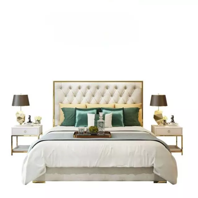 Lit Double Chambre à Coucher Hôtel Ehe Luxe 2x Table de Chevet 3tlg. Lits Neuf /