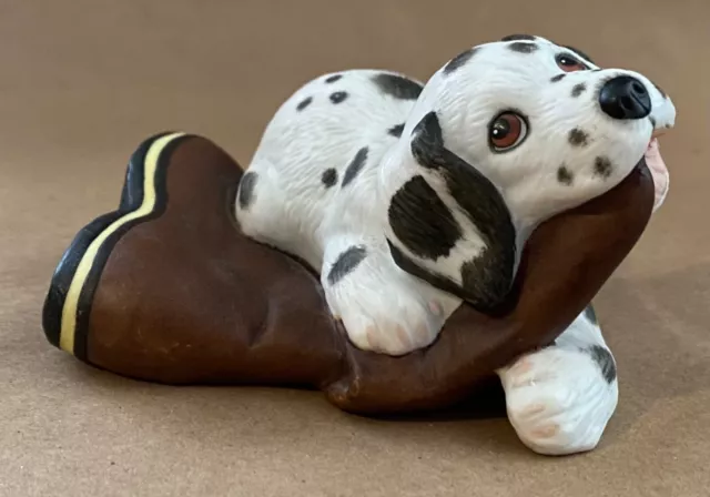 Mischief Afoot Fine Porcelain Handcrafted Dalmatian Dog With Boot Figure 1994