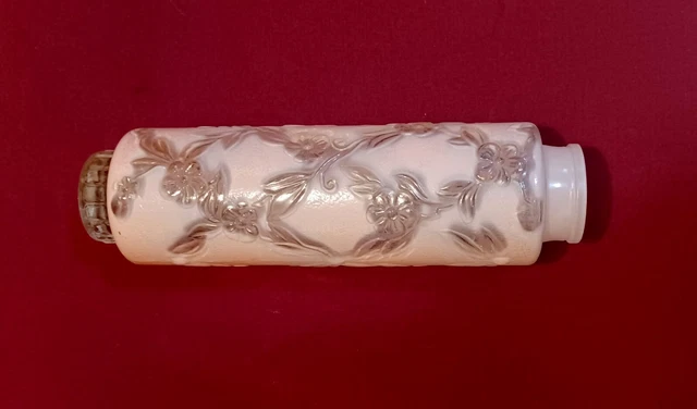 Antique Pink Floral Glass Tube Boudoir Lamp Shade