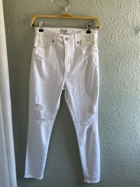 Abercrombie And Fitch Super Skinny High Rise White Jeans W26S Brand New With...