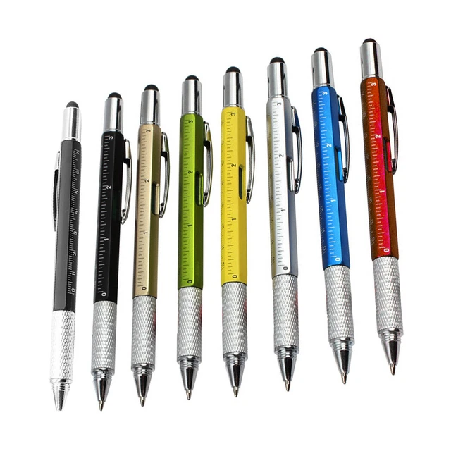 Multi-functional Screwdriver Ballpoint Pen Safety Level Ruler Pens Writing Tools