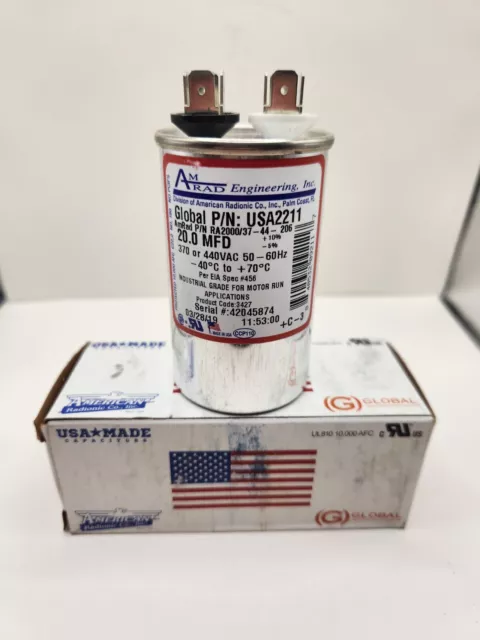 USA2211 - 20MFD 370/440V Round Usa Made Capacitor