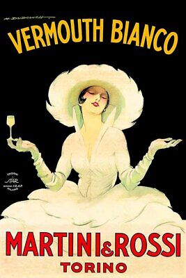 Poster Manifesto Locandina Pubblicitaria Stampa Vintage Vermouth Martini Torino