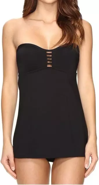 Jantzen Womens Slim The Flirt Swim Dress One Piece Swimsuit Black Size 10