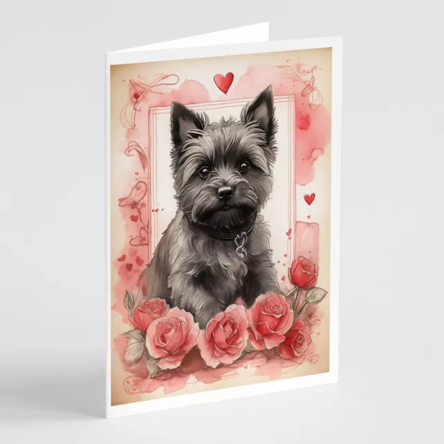 Cairn Terrier Valentine Roses Greeting Cards Envelopes Pack of 8 DAC4396GCA7P