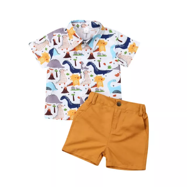 Boys Toddler Baby Outfits Set Kids Short Sleeve Shirts Pants Top Holiday Clothes 2