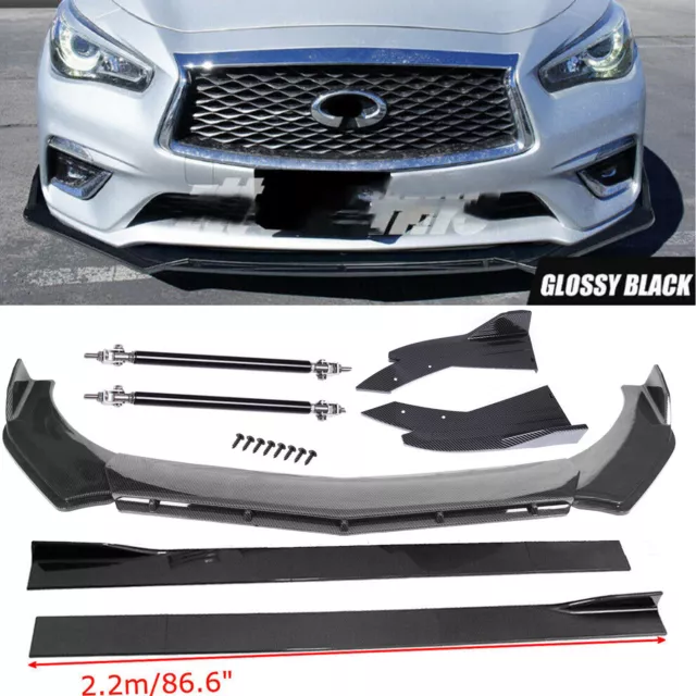Carbon Fiber Front Bumper Lip Side Skirt/ Strut Rods For Infiniti G35 G37 Q50