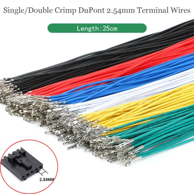 24AWG DuPont 2.54mm Terminal Wire Single/Double Crimp Wire Connector Cable 25cm