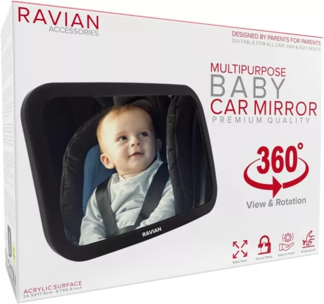 Baby Back Seat Mirror Child Toddler Adjustable Large Wide Car Safety Rear View