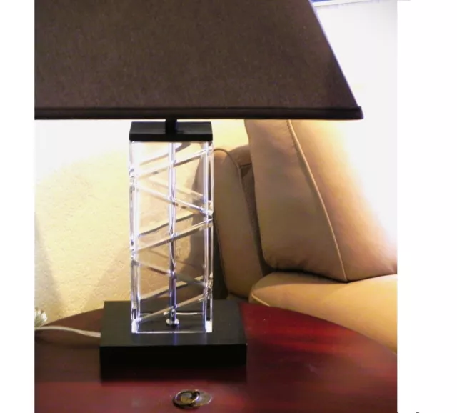STUART CRYSTAL Aura Pattern Rectangular Designer Table Lamp by Jasper Conran
