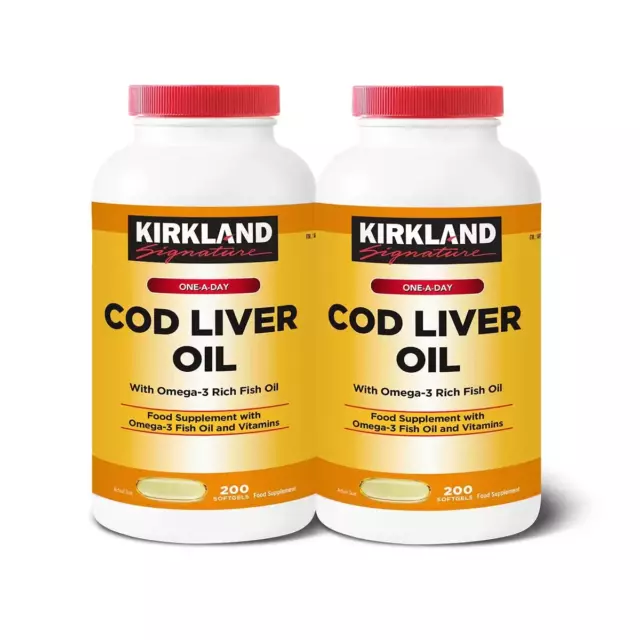 Kirkland Signature Cod Liver Oil+Omega3 Fish 1150mg Food Supplement 200 Softgels