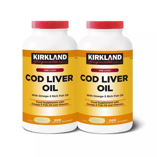 Kirkland Signature Kabeljau Leberöl + Omega3 Fisch 1150 mg Vitaminpackung - 200 Kapseln