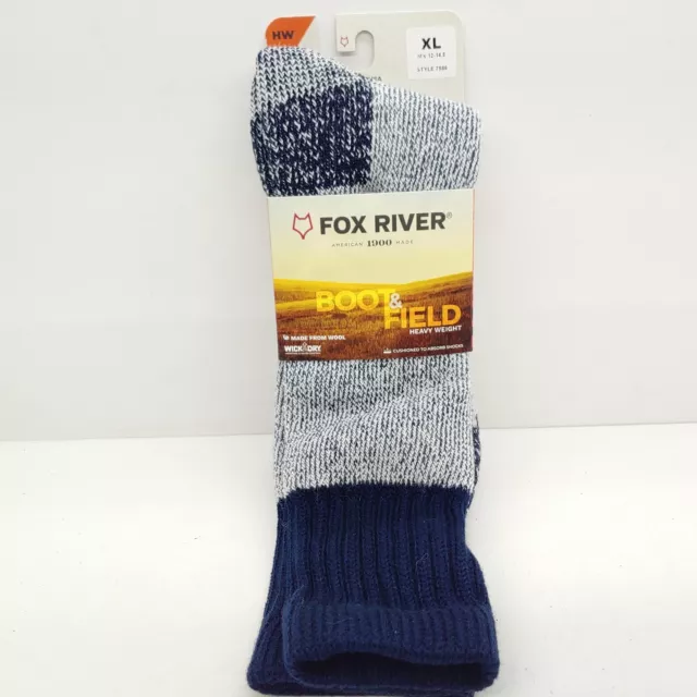 Fox River Wick Dry Outlander Crew Sock HW Size XL Men's 12-14.5 Navy 7586 USA