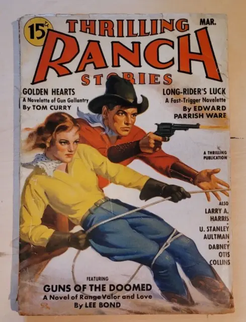 THRILLING RANCH STORIES, Mar. 1937, Bond/Curry-s VG- Cond. Rugby House