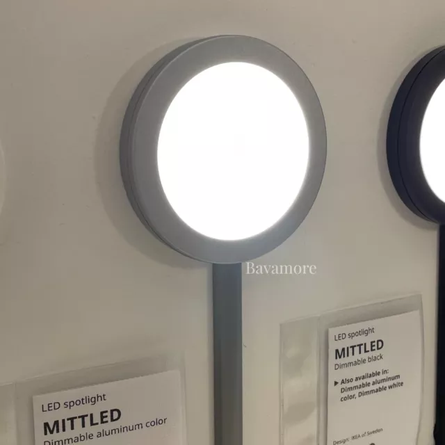 Ikea MITTLED Cabinet LED spotlight, dimmable aluminum Color 3" 150 Lm (2 PACK)