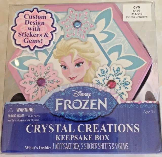 Disney FROZEN Elsa Crystal Creations KEEPSAKE BOX Stickers Gems FUN   ZZ