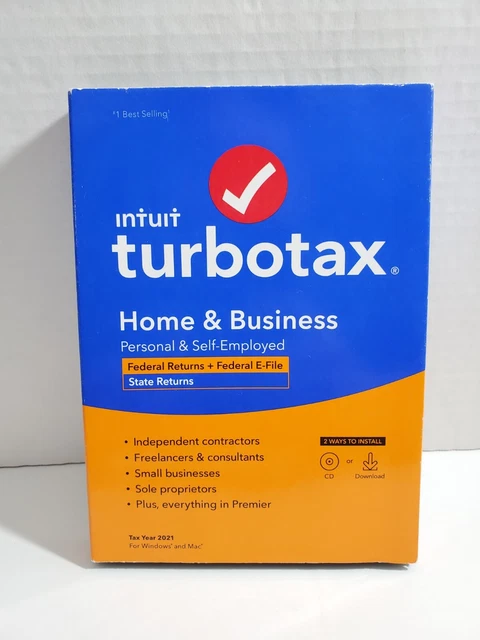 Turbotax Home & Business Personal & Self-Employed Windows & Mac 2021 CD