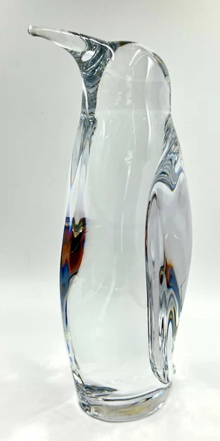 Superb Large Daum Crystal 8.5" Penguin Figurine, Orig Label, Excellent Condition